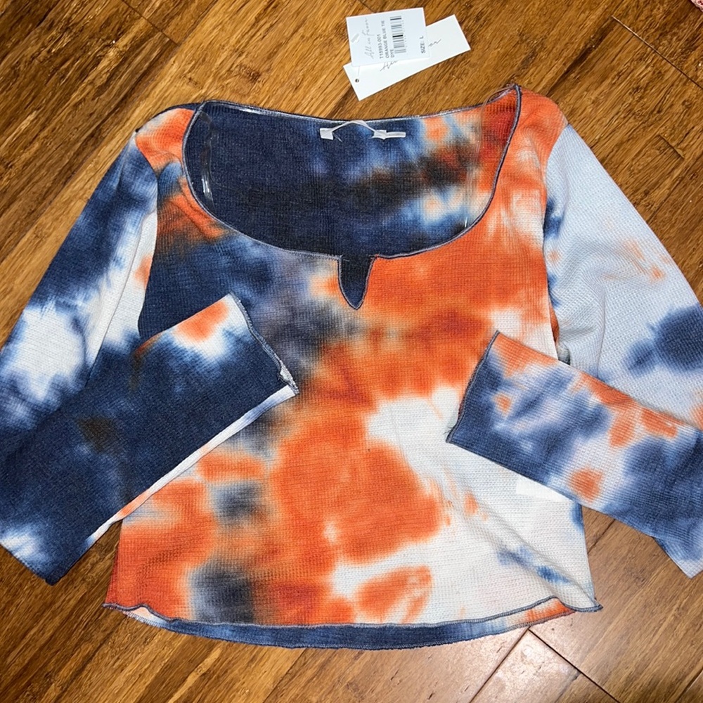 NWT All in Favor Tie Dye Waffle Knit Top